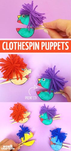 this is an easy and fun diy craft for kids to make with clothespin puppets