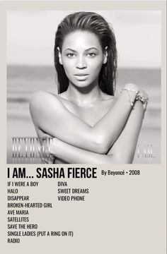 a woman is posing with her arms crossed in front of the words i am saha fierce