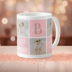 Sip in style with your bestie! Our Cute BFF Coffee Mug, adorned with elegant pink squares, and inscribed with quotes that tug at the heartstrings of any best friends. What makes it even more special is the personal touch of adding your 5 favourite photos with your best friend, making every coffee break a trip down memory lane. Photos With Your Best Friend, Pink Coffee Mug, Pink Coffee Mugs, Pink Coffee