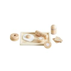 a wooden play set with different shapes and sizes