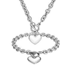 PRICES MAY VARY. Title: WinTrend Heart Pendant Bracelet & Necklace for Women Girls 316L Stainless Steel Silver Chain Necklace with Toggle Clasp (Bracelet of 8", Necklace of 18"). Product Type: Departments > Women > Jewelry > Jewelry Sets Valentine's Day Jewelry Gift With Toggle Clasp, Valentine's Day Gift Jewelry With Toggle Clasp, Silver Toggle Necklace For Valentine's Day Gift, Heart Shaped Bracelet With Toggle Clasp As Gift, Heart-shaped Charm Bracelet With Toggle Clasp As Gift, Heart Charm Bracelet With Toggle Clasp For Gift, Heart Shaped Toggle Clasp Bracelet For Gift, Metal Heart Bracelet With Toggle Clasp As Gift, Metal Toggle Necklace For Valentine's Day Gift