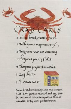 a cross stitch pattern with crab cakes written in it's own language and instructions