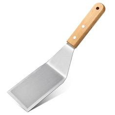 a spatula with a wooden handle on a white background