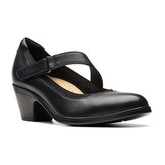 This Mary Jane pump features a secure strap closure and a full-grain leather upper. Its block heel provides a height boost without creating a challenge and ultimate comfort features like full-length cushioning and a breathable ortholite footbed reduce impact.Features: ComfortClosure Type: StrapShoe Heel Height: 2 InchesUpper/Outer Base Material: 100% Full Grain LeatherShoe Lining Material: TextileSole Material Content: 100% Thermoplastic-RubberToe Type: Closed Toe, Round Toe, Plain ToeShoe Strap Mary Jane Shoes Black, Shoes Mary Jane, Round Toe Shoes, Mary Jane Shoes Womens, Pearl Leather, Free Shoes, Clarks Women's, Mary Jane Pumps, Ankle Strap Pumps