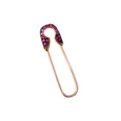 Pink Sapphire & 14K Solid Gold Safety Pin Earring ~ All Sizes (Real Pink Sapphires~ for Earlobe, Hel Safety Pin Earring, Safety Pin Earrings, Solid Gold Earrings, Real Jewelry, Rose Gold Metal, Handcrafted Earrings, Black Rhodium, Single Earring, Safety Pin