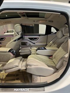 the interior of a luxury car is shown