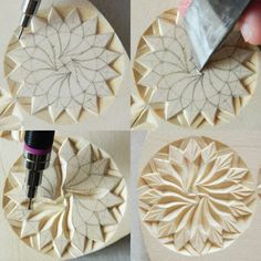 the carving process is being used to make intricate designs