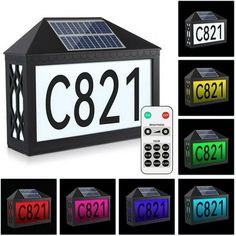 a solar powered light up house with the numbers on it and eight different colors to choose from