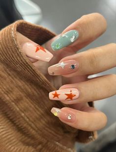 Aesthetic Star, Hippie Nails, Nails Aesthetic, Glow Nails, Nails Desing, Heart Nails