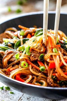 Korean Spicy Noodles - Carlsbad Cravings Korean Sausage Recipe, Korean Spicy Noodles, Spicy Noodles Recipe, Spicy Korean Noodles, Korean Glass Noodles, Korean Sweet Potato, Korean Noodles, Pork Noodles, Carlsbad Cravings