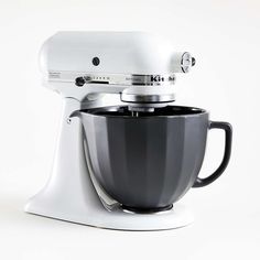 a black and white mixer on a white background