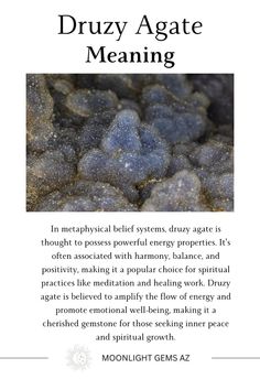 the front page of an article about druzy agate meaning