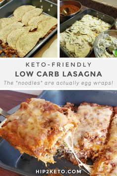 a collage of photos showing different types of lasagna and how to make them