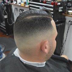 Haircut.       baldfade Pompadour Hair, Tapered Haircut, Shaved Nape, Haircuts Short, Mens Haircuts Short