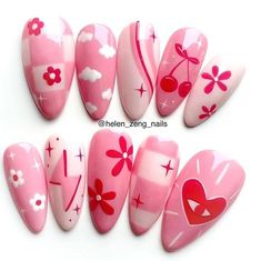 Nailart Pink, Nail Art Pink, Nail Organization, Cute Pink Nails, Star Nail Art, Cute Acrylic Nail Designs, Pink Nail Art, Nail Stuff