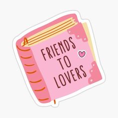 a pink book with the words friends to lovers written on it and hearts in the pages