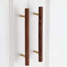 two wooden handles on the front door of a house