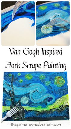 van gogh inspired art project for kids to do with their own artwork and crafting supplies