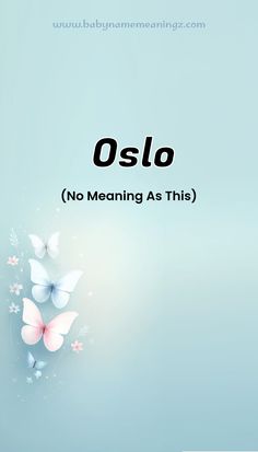 a blue background with butterflies and the words oslo no meaning as this on it