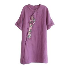 Great Shopping Women Embroidery Dress Ethnic Retro Shirt Short Sleeve Chinese Style Hanfu Top, women's dresses Traditional Summer Blouse With Buttons, Casual Cotton Dress With Geometric Embroidery, Casual Short Sleeve Embroidered Dress With Floral Details, Folk Style Embroidered Short Sleeve Dress For Spring, Folk Style Embroidered Cotton Dress With Short Sleeves, Traditional Summer Dresses With Buttons, Traditional Embroidered Yoke Dress For Spring, Traditional Embroidered Dress With Yoke For Spring, Casual Short Sleeve Tunic With Floral Embroidery