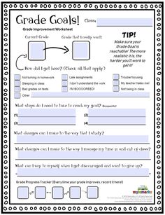 the grade goal worksheet for students to practice their skills and read alouds