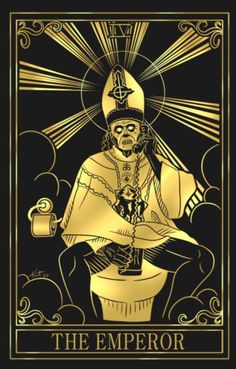 the emperor tarot card in gold and black