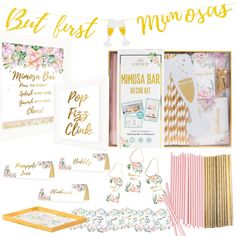 the kit includes gold foil, paper and other items