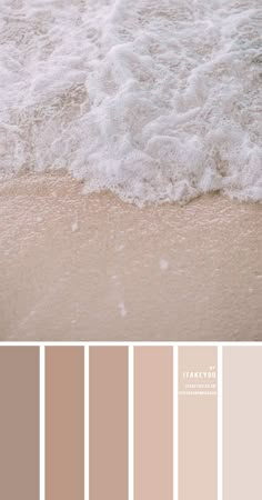 the color palette is neutral and has waves coming in from the ocean