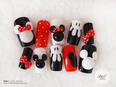 Special Edition Fake Nail Set- " Mickey and Minnie ". $22.00, via Etsy. Disney Acrylic Nails