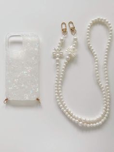 Minimalist Phone Case With Faux Pearl Beaded Lanyard | SHEIN USA Pearl Phone Strap, Phone Bag Diy, Pearl Bags, Minimalist Phone Case, Beads Bag, Phone Case Holder, Minimalist Phone Cases, Diy Phone Case Design, Minimalist Phone