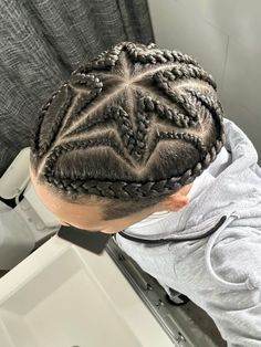 Star Cornrows Braids Men, Star Cornrows Men, Star Braids Men, Corn Rolls Braids Hairstyles Men, Two Braids Hairstyle Men, Men Braids Hairstyles Full Head, Male Braid Styles, Star Braids, Men Braids Hairstyles