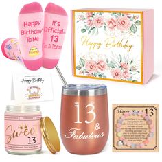 PRICES MAY VARY. 🎁 Celebrate the special milestone of turning 13 with our exclusive and carefully curated "13th Birthday Gift Set for Girls." This unique collection is designed to make the transition to official teenager status extra memorable for your daughter, niece, or granddaughter. Perfect for celebrating this special occasion with your teen girl. 🎂 Happy 13th Birthday Girl Gift Ideas - Packed with 4 thoughtfully selected pieces,: 1x 12oz rose-gold insulated tumbler with straw & cleaning Happy 13th Birthday Girl, Happy Birthday Best Wishes, Girl Gift Ideas, Happy 13th Birthday, Birthday Gift Bags, Birthday Gifts For Teens, 13th Birthday, Milestone Birthdays