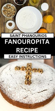 an image of a cake with the words san francisco fanourpita recipe on it