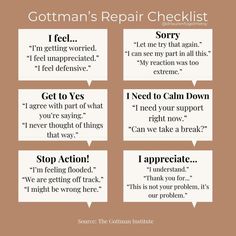 Repair After Conflict, I Feel Statements Relationships, I Feel Statements Worksheet, Gottman Worksheets Free Printable, Gottman Worksheets, Gottman Repair, Gottman Repair Checklist, I Feel Statements, Therapist Ideas