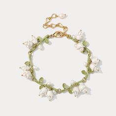 Lily Of The Valley Bracelet Lilly Of The Valley Jewelry, Lily Of The Valley Bracelet, Cottagecore Quince, Orchid Bracelet, Lily Of The Valley Design, Lily Jewelry, Diamond Star Necklace, Star And Moon Necklace, Lily Of The Valley Flowers