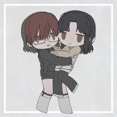 two anime characters hugging each other