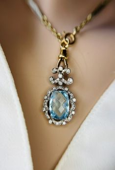 Formal Blue Necklace With Rose Cut Diamonds, Elegant Blue Gemstones With Brilliant Cut, Luxury Sapphire Gemstones For Wedding, Elegant Blue Diamond Gemstones, Luxury Blue Brilliant Cut Gemstones, Blue Rose Cut Diamond Necklaces For Weddings, Blue Rose Cut Diamond Necklace For Weddings, Blue Rose Cut Diamond Wedding Necklace, Aquamarine Gemstone Pendant Jewelry