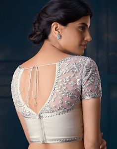 Saree Jacket Designs, Silver Blouse