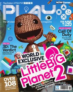 a magazine cover with an image of a little big planet 2 character