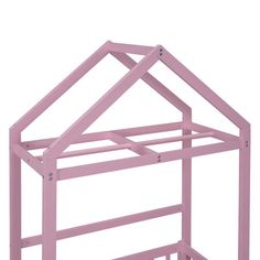 a pink wooden doll house frame