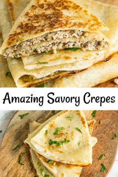 an image of amazing savory crepes stacked on top of each other