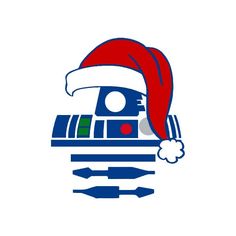 a star wars character wearing a santa hat