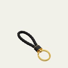 Bottega Veneta keychain in intreccio lambskin leather  Approx. 5.3"H x 1.4"W x 0.2"D Made in Italy Luxury Leather Keychains With Interior Holder, Bergdorf Goodman, Lambskin Leather, Top Designers, Made In, Bottega Veneta, Tops Designs, In Italy, Italy