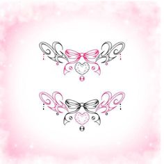 two hearts with bows and diamonds on pink watercolor background stock photo - budget conscious