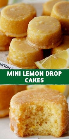 mini lemon drop cakes on a white plate