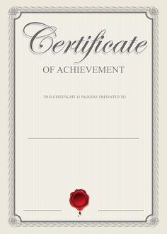 certificate of achievement with a red rose on the front and bottom, in silver frame