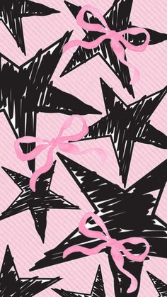 black and pink stars with bows on them