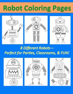 Free Robot Coloring Pages sheets for Kids - perfect for classrooms, preschool, birthday parties and more! PLUS links to robot themed crafts and activities! Robot Printable, Robot Coloring Pages, Robot Classroom, Maker Fun Factory Vbs 2017, Maker Fun Factory Vbs, Preschool Birthday