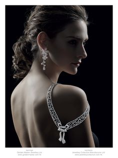 Portrait Jewelry, Pearl Diamond Pendant, Creative Advertising Photography, Diamond Ribbon, Jewelry Editorial