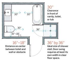 a bathroom floor plan with measurements for the bathtub and shower area, including toilet